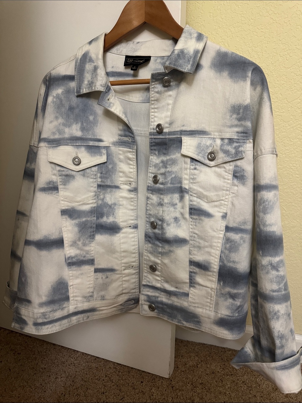 Tie-Dye Denim Jacket - White & Light Blue